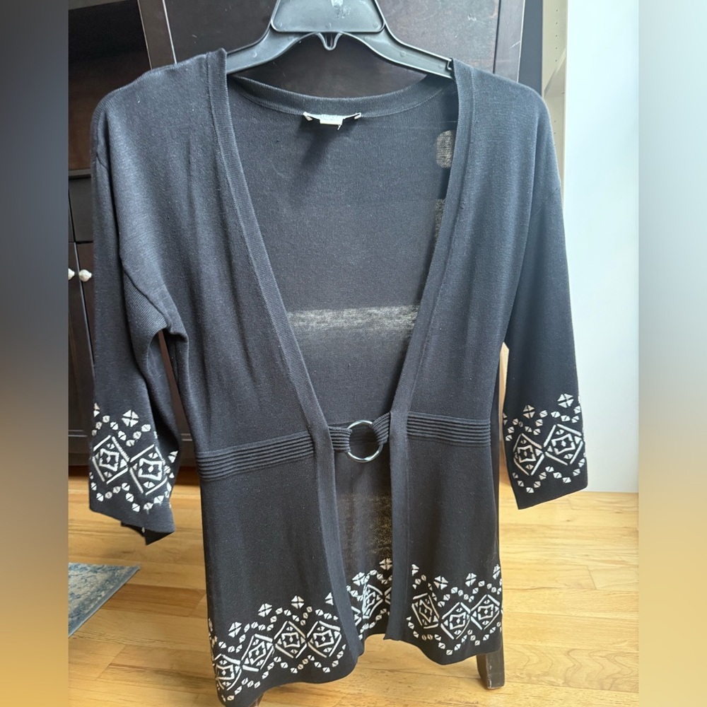 White House Black Market Black and White Patterned Women's Sweater